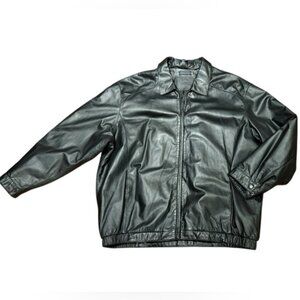 Roundtree & Yorke Men’s 4XLT Black Leather Zip Up Bomber Style Jacket